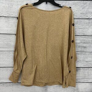 Beige Long Sleeve Button Top, Size XL